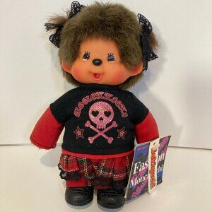 Monchhichi Fashion Punk Rocker Girl Monkey Doll Plush Toy Sekiguchi Japan Tag